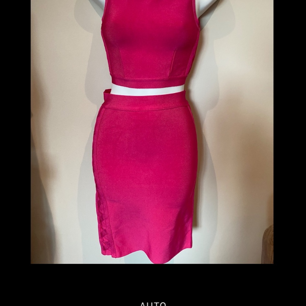 BEBE Set Magenta Side Lace Up Bandage Set